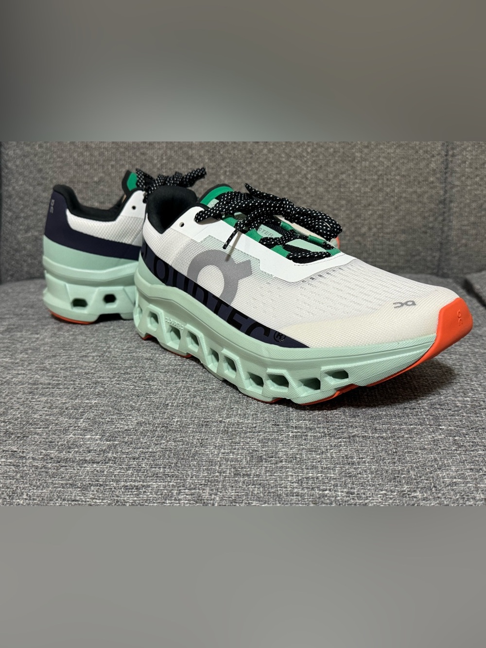 On Running Cloudmonster Men's Size 8 Undyed White Creek Mint Green NWOB